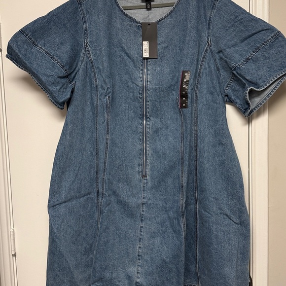 NWT: Future Collective Corset Denim Mini A-line Dress - Picture 6 of 8